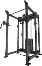 ATLETICA R8 Alpha | Power Rack | Squat Rack & Kabelzug | 180kg Steckgewichte für Cable Cross, Latzug, Rudern | Klimmzugstange, J-Hooks | 6-Pfosten