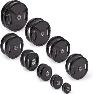 C.P. Sports Olympiascheiben gummiert Paare & Sets | 50mm Hantelscheiben, Gewichtsscheiben | Bodybuilding, Gewichtheben, Krafttraining, Fitness | 0,5kg bis 30kg
