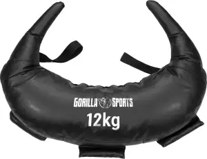 GORILLA SPORTS® Bulgarian Bag - 5kg, 8kg, 12kg, 17kg und 22,5kg, 5 Schlaufen, aus Kunstleder, Schwarz - Sandsack, Bulgarische Tasche, Power Bag, Sand Sack, Krafttraining, Fitness