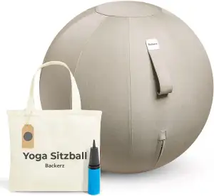 Backerz Sitzball - Ergonomische Sitzmöbel für Büro und Heimbüro - Langlebiger Stoff, Gymnastikball - Fitness-Ball, Ballstuhl mit Ballauflage - Waschbarer Leinenbezug