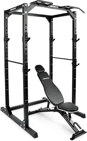MSPORTS Power Rack Premium Cage H/B/T - 215x120x140 cm Kraftstation bis 200 kg Hantel Käfig Squat Fitnessstation