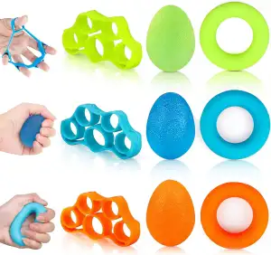 Handtrainer Fingertrainer Ball Set, 9 Stück Griffkrafttrainer Ergotherapie Stressball, Handgriff Trainer Griffbälle, Hand Trainingsgerät Silikon zur Stärkung der Finger und Unterarme