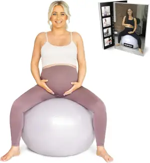 BABYGO Geburtsball – Schwangerschafts-Yoga, Arbeit & Gymnastikball & Buch Set Trimester-Ziel, Mutterschaftsphysio, Geburt & Genesungsplan inklusive Anti-Burst-umweltfreundliches