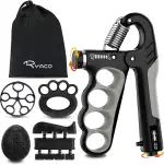 Ryaco Handtrainer Fingertrainer, Griffkraft Trainer Set, Verstellbarer Unterarm-Greifer (5-100 kg), Fingertrainer, Fingerstrecker, Griffring und Stressabbau-Griffball für Muskeltraining (6-teilig)