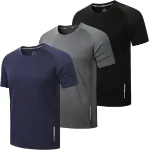 ZENGVEE 3er Pack Sport Tshirts Herren Funktionsshirt Schnelltrocknend Atmungsakt