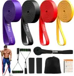 Fokky Fitnessbänder Resistance Bands Set mit 4 Stufen, Widerstandsbänder mit Türanker, Griffen, S...