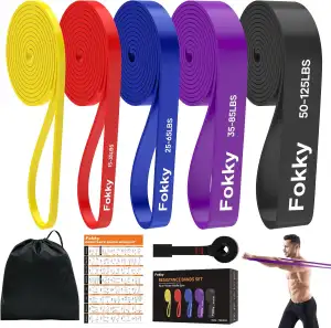 Fokky Fitnessbänder Widerstandsbänder Set mit 5 Stufen für Männer und Frauen, Re