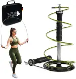 Wild Instincts Profi Springseil, Anti-Rutsch Griffe, 3m Stahlseile/Sprungseil mit Kugellager/Extragewichte mit Tasche/Speed Rope/Jump Rope für Seilspringen/Springseil Erwachsene Fitness