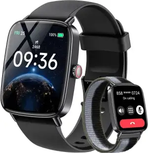 Gydom Smartwatch Herren mit Telefonfunktion 1.85" HD 2 Armbänder Fitnessuhr Fitn