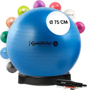 Original Pezziball MAXAFE 75 cm blau m. Ballschale & Pumpe Kombi Gymnastikball