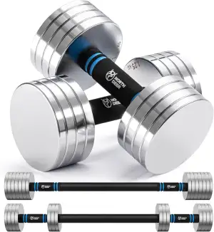 Northdeer 2in1 Set Verstellbar Stahl Kurzhanteln Langhanteln 10kg 2er Set - Ultrakompakte Gewichte 2,5kg 3kg 5kg 5,5kg 7,5kg 8kg 10kg mit Verbindungsstange für Fitness Training Gym Zuhause