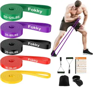 Fokky Fitnessbänder Widerstandsbänder mit 5 Stufen, Resistance Bands mit Türanke
