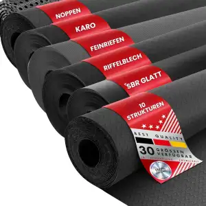 Floordirekt Gummimatte Meterware - Gummiläufer in vielen Strukturen - Antirutschmatte - Bodenbelag (Flachnoppen, 100x100 cm)