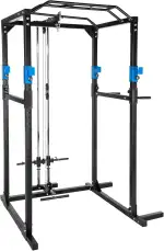 tectake Kraftstation Fitnessstation Power Rack Power Cage | Klimmzug-Doppelstange | Robuster Rahmen aus Stahlrohr Modelle