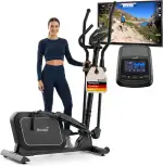Skandika Crosstrainer für Zuhause Fint P8-R | Heimtrainer leise, 32 Stufen, 22 Programme, bis 120 kg, Kinomap App kompatibel, 8 kg Schwungmasse, Ellipsentrainer | Ellipsen Crosstrainer Fitness Sport