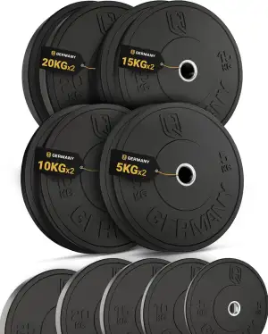 HQ Germany® Hantelscheiben 50mm [Set/Paar 5-25kg] - Training Vollgummi Bumper Pl