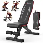 PASYOU Hantelbank Klappbar mit Rückenlehne 300kg Belastbarkeit, Verstellbar Multifunktions Trainingsbank Schrägbank für Ganzkörperworkout, Fitness Bank mit Griffen für Hause Fitnessstudio (PA350)
