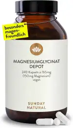 SUNDAY NATURAL® Magnesium Bisglycinat - 240 Kapseln - 300mg reines Magnesium pro Tagesdosis - Depot Magnesiumglycinat als organisches Aminosäurechelat - Laborgeprüft, vegan