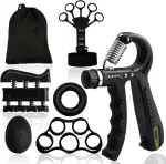 Handtrainer Fingertrainer 6er Set Verstellbarer Grip Trainer Unterarmtrainer Finger Trainingsgerät Handgelenk Trainer Trainingsring und Stressabbau Griffkugel