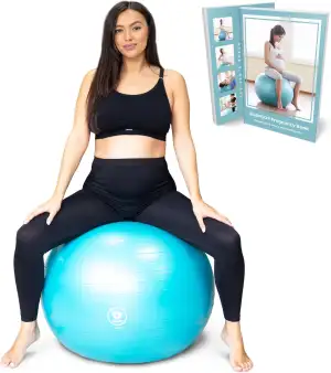 BABYGO Geburtsball – Schwangerschafts-Yoga, Arbeit & Gymnastikball & Buch Set Trimester-Ziel, Mutterschaftsphysio, Geburt & Genesungsplan inklusive Anti-Burst-umweltfreundliches
