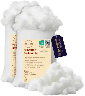 EVE Textile® Füllwatte 500 g Weiche Watte & Füllmaterial Öko-Tex 100 Zertifiziert Kissen, Kuscheltiere Hochbausch Bastelwatte, Stopfwolle & Kissenfüllung Ideal als Füllmaterial Kissen & Wolkendecke