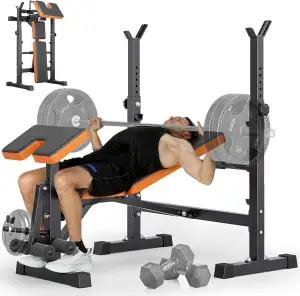 YOLEO Hantelbank Klappbar 250KG, Multifunktionale Verstellbare Trainingsbank mit Ablage, Bauchbank für Zuhause, Bankdrücken Schrägbank Fitnessbank