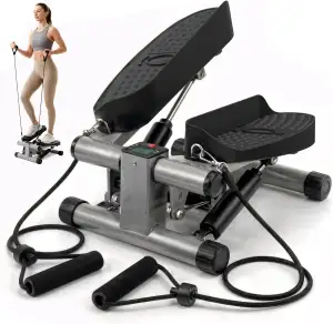 Niceday Mini Stepper für Zuhause, 2-in-1 Up-Down Stepper mit Power Ropes – Leiser Trainer bis 100kg für effektives Bein/Arm/Po Training, Widerstand einstellbar – Platzsparendes Home Fitnessgerät