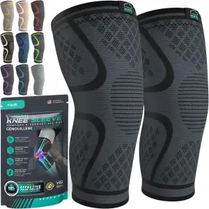 MODVEL Kniebandage Set für Damen und Herren – Stabiler Halt beim Sport, Training, Fitness, Wandern, Alltag – Bequeme, Hautfreundliche, Atmungsaktive Bandage aus Weichem Nylon-Latex-Gewebe
