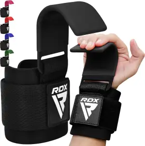 RDX Zughilfen Haken Krafttraining, 8mm Gepolstert Handgelenkschutz, Profi Bodybuilding Gewichtheben Griff, Fitness Powerlifting Weight Lifting Hook, Männer Frauen rutschfest Grip, Kreuzheben klimmzug