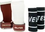 Velites – Offizielle Crossfit® Games Quad Ultra Grips – Ohne Kreide und Glatte Stangen – Handgelenkbänder und Tragetasche im Lieferumfang enthalten – Pull Ups, Muscle-ups und Toes-to-Bar