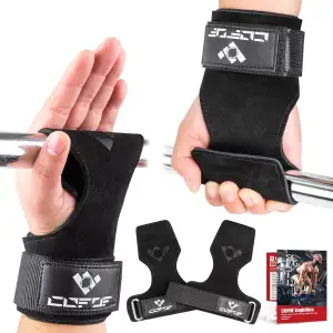 COFOF Zughilfen Leder, Lifting Straps für Bodybuilding, Gewichtheben, Krafttraining & Fitness, Sp...