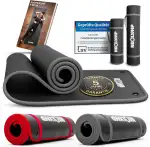 NEOLYMP extra dicke Fitnessmatte rutschfest mit Aufhänge-Ösen inkl. Tragegurt & E-Book – Yogamatt...