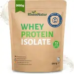 RheinNatur Whey Protein Isolate 900 g - Molkenprotein-Isolat, 91% Eiweißanteil, glutenfrei, ohne Zuckerzusatz