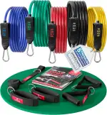 Resistance Bands Widerstandsband Set mit Trainings-eBook - Expander Tubes Bänder Band Fitnessbänd...