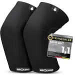 NEOLYMP Kniebandage Männer & Damen – Kniebandage Sport mit gezielter Kompression, Stabiler Halt & volle Bewegungsfreiheit mit der Kompressionsbandage (Schwarz, L | 36-40 cm)