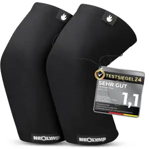NEOLYMP Kniebandage Männer & Damen – Kniebandage Sport mit gezielter Kompression, Stabiler Halt & volle Bewegungsfreiheit mit der Kompressionsbandage (Schwarz, L | 36-40 cm)