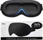 Gritin 3D Schlafmaske für Seitenschläfer, Upgrade Atmungsaktive Schlafbrille mit Verstellbar Gummiband, Lichtblockierend, Bequem & Ergonomisch Augenmaske für Männer und Frauen, 2 Paar Ohrstöpseln