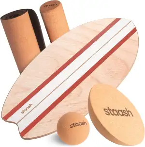 STAASH® PRO Balance Board - Premium Birkenholz mit 5 Trainings-Modulen | Komplet
