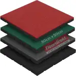 Floordirekt Universelle Schutzmatte, Fallschutzmatte - 50 x 50 x 2,5 cm, Grün - wetterfeste Bodenschutzmatte, Gummimatte - rutschfeste Oberfläche mit Drainage