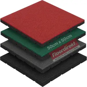 Floordirekt Universelle Schutzmatte, Fallschutzmatte - 50 x 50 x 2,5 cm, Grün - wetterfeste Bodenschutzmatte, Gummimatte - rutschfeste Oberfläche mit Drainage