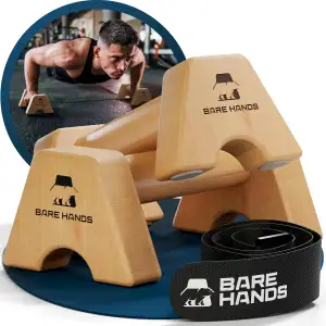BARE HANDS Liegestützgriffe aus Holz – 2er Set Parallettes Calisthenics Griffe –