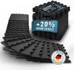 Veluris Bodenschutzmatte Fitness Matte [31x31cm] - 18 extra dicke Bodenmatten [20% mehr Schutz] - Rutschfeste Schutzmatten Fitnessraum, Fitness Boden, Sportboden, Poolunterlage, Fallschutzmatten