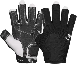 FitsT4 Sports Kajak Handschuhe 3/4-Finger gepolsterte Handfläche Mesh Rücken für Komfort Perfekt zum Segeln, Paddeln, Kanufahren, Kajakfahren, SUP Stehpaddeln