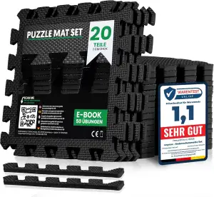 unycos - Bodenschutzmatte Set【12/20/28 Teile】Puzzlematte 30x30 cm, Rutschfeste Schutzmatten per Fitnessraum und Sportgeräte, Gymnastikmatte, Trainingsmatte, Yogamatte, Wasserdicht, Ungiftig