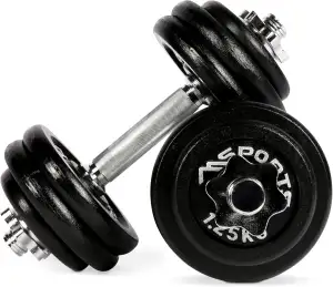 MSPORTS Hantelset 30 kg Verstellbar Premium – Premium Kurzhantel-Set mit Stahlhantelstange & Gusseisen - Gewichtsscheiben für Ganzkörper-Krafttraining Zuhause & Gym