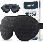 INNELO Schlafmaske für Herren Frauen, 2024 Bequeme Atmungsaktive 3D Augenmaske, mit tiefen Augenhöhlen und erhöhten Nasenpads, 100％ Lichtblockierende Schlafbrille mit Memory Foam für Reisen, Schwarz