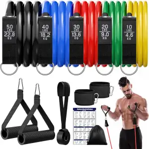 Fokky Fitnessbänder Resistance Bands Set, 5 Widerstandsbänder Expander Tube Band
