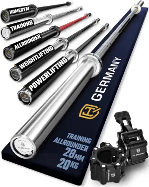 HQ Germany® Langhantelstange 50mm [13kg/15kg/20kg] - Langhantel 50mm - Olympia Langhantel, Gewichtsstange, Olympic Barbell Bar, Powerlifting Hantelstange, Weightlifting