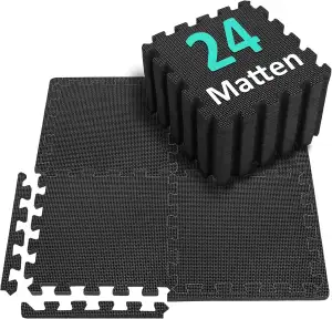 Bodenschutzmatte Fitness Set [31x31cm] - 24 Puzzlematte - EVA Sportmatte Fitness