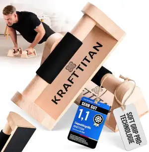 Premium Liegestützgriffe aus Holz [Extrem rutschfest und stabil] mit Soft Grip G